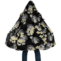 Black Tropical Hawaii Cloak Seamless Monstera Plumeria Hawaiian Pattern LT14 Unisex Black - Polynesian Pride