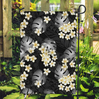 Black Tropical Hawaii Garden Flag Seamless Monstera Plumeria Hawaiian Pattern LT14 Garden Flag Black - Polynesian Pride