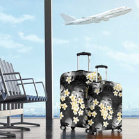 Black Tropical Hawaii Luggage Cover Seamless Monstera Plumeria Hawaiian Pattern LT14 - Polynesian Pride