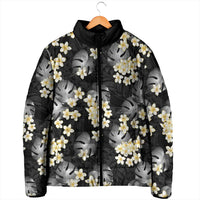 Black Tropical Hawaii Padded Jacket Seamless Monstera Plumeria Hawaiian Pattern LT14 - Polynesian Pride
