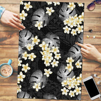 Black Tropical Hawaii Puzzle Seamless Monstera Plumeria Hawaiian Pattern LT14 Black - Polynesian Pride