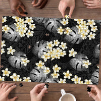 Black Tropical Hawaii Puzzle Seamless Monstera Plumeria Hawaiian Pattern LT14 - Polynesian Pride