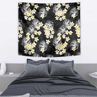Black Tropical Hawaii Tapestry Seamless Monstera Plumeria Hawaiian Pattern LT14 - Polynesian Pride