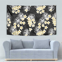Black Tropical Hawaii Tapestry Seamless Monstera Plumeria Hawaiian Pattern LT14 - Polynesian Pride