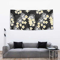 Black Tropical Hawaii Tapestry Seamless Monstera Plumeria Hawaiian Pattern LT14 - Polynesian Pride
