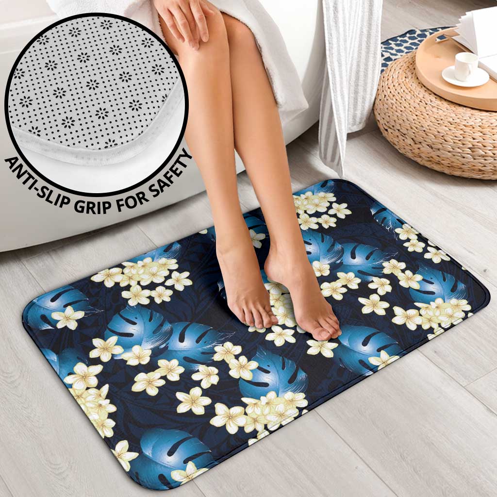 Blue Tropical Hawaii Bathroom Set Seamless Monstera Plumeria Hawaiian Pattern LT14 - Polynesian Pride