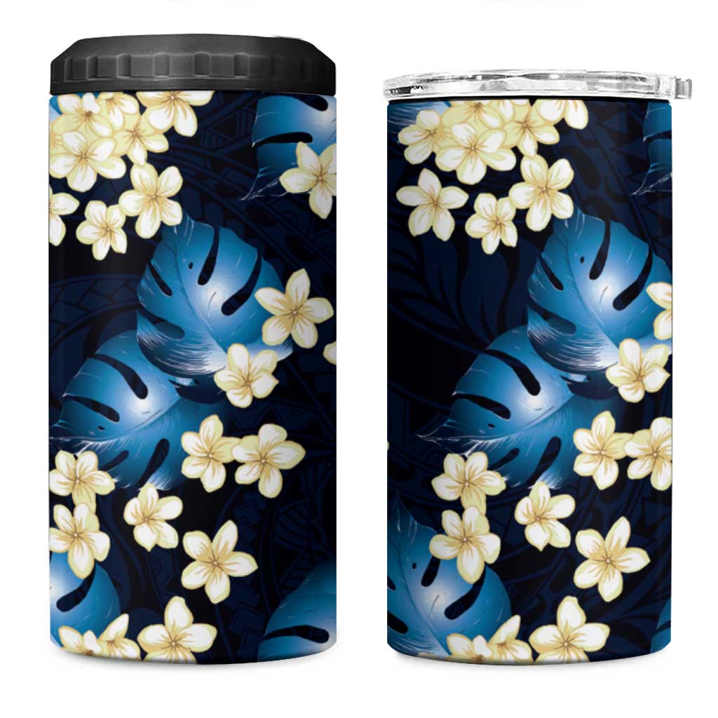 Blue Tropical Hawaii 4 in 1 Can Cooler Tumbler Seamless Monstera Plumeria Hawaiian Pattern LT14 One Size: 16 oz Blue - Polynesian Pride