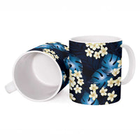 Blue Tropical Hawaii Ceramic Mug Seamless Monstera Plumeria Hawaiian Pattern LT14 - Polynesian Pride