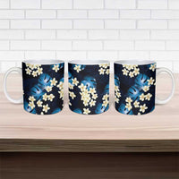 Blue Tropical Hawaii Ceramic Mug Seamless Monstera Plumeria Hawaiian Pattern LT14 - Polynesian Pride