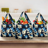 Blue Tropical Hawaii Grocery Bag Seamless Monstera Plumeria Hawaiian Pattern LT14 3-pack One Size Blue - Polynesian Pride