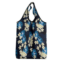 Blue Tropical Hawaii Grocery Bag Seamless Monstera Plumeria Hawaiian Pattern LT14 - Polynesian Pride