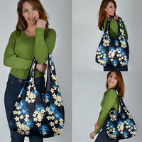 Blue Tropical Hawaii Grocery Bag Seamless Monstera Plumeria Hawaiian Pattern LT14 - Polynesian Pride