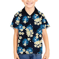 Blue Tropical Hawaii Kid Hawaiian Shirt Seamless Monstera Plumeria Hawaiian Pattern LT14 Kid Blue - Polynesian Pride