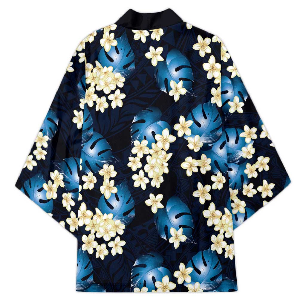 Blue Tropical Hawaii Kimono Seamless Monstera Plumeria Hawaiian Pattern LT14 - Polynesian Pride