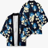 Blue Tropical Hawaii Kimono Seamless Monstera Plumeria Hawaiian Pattern LT14 - Polynesian Pride
