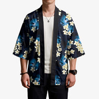 Blue Tropical Hawaii Kimono Seamless Monstera Plumeria Hawaiian Pattern LT14 - Polynesian Pride