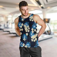 Blue Tropical Hawaii Men Tank Top Seamless Monstera Plumeria Hawaiian Pattern LT14 Blue - Polynesian Pride