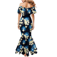 Blue Tropical Hawaii Mermaid Dress Seamless Monstera Plumeria Hawaiian Pattern LT14 - Polynesian Pride