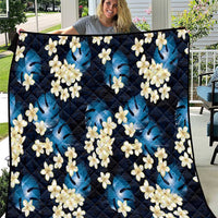 Blue Tropical Hawaii Quilt Seamless Monstera Plumeria Hawaiian Pattern LT14 Blue - Polynesian Pride