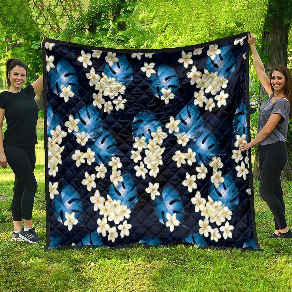Blue Tropical Hawaii Quilt Seamless Monstera Plumeria Hawaiian Pattern LT14 - Polynesian Pride
