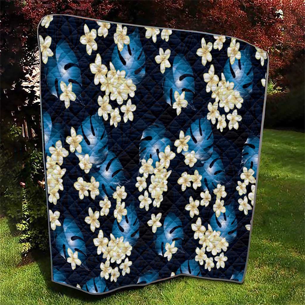 Blue Tropical Hawaii Quilt Seamless Monstera Plumeria Hawaiian Pattern LT14 - Polynesian Pride
