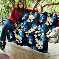 Blue Tropical Hawaii Quilt Seamless Monstera Plumeria Hawaiian Pattern LT14 - Polynesian Pride