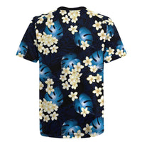 Blue Tropical Hawaii Rugby Jersey Seamless Monstera Plumeria Hawaiian Pattern LT14 - Polynesian Pride