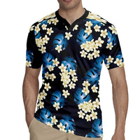 Blue Tropical Hawaii Rugby Jersey Seamless Monstera Plumeria Hawaiian Pattern LT14 - Polynesian Pride