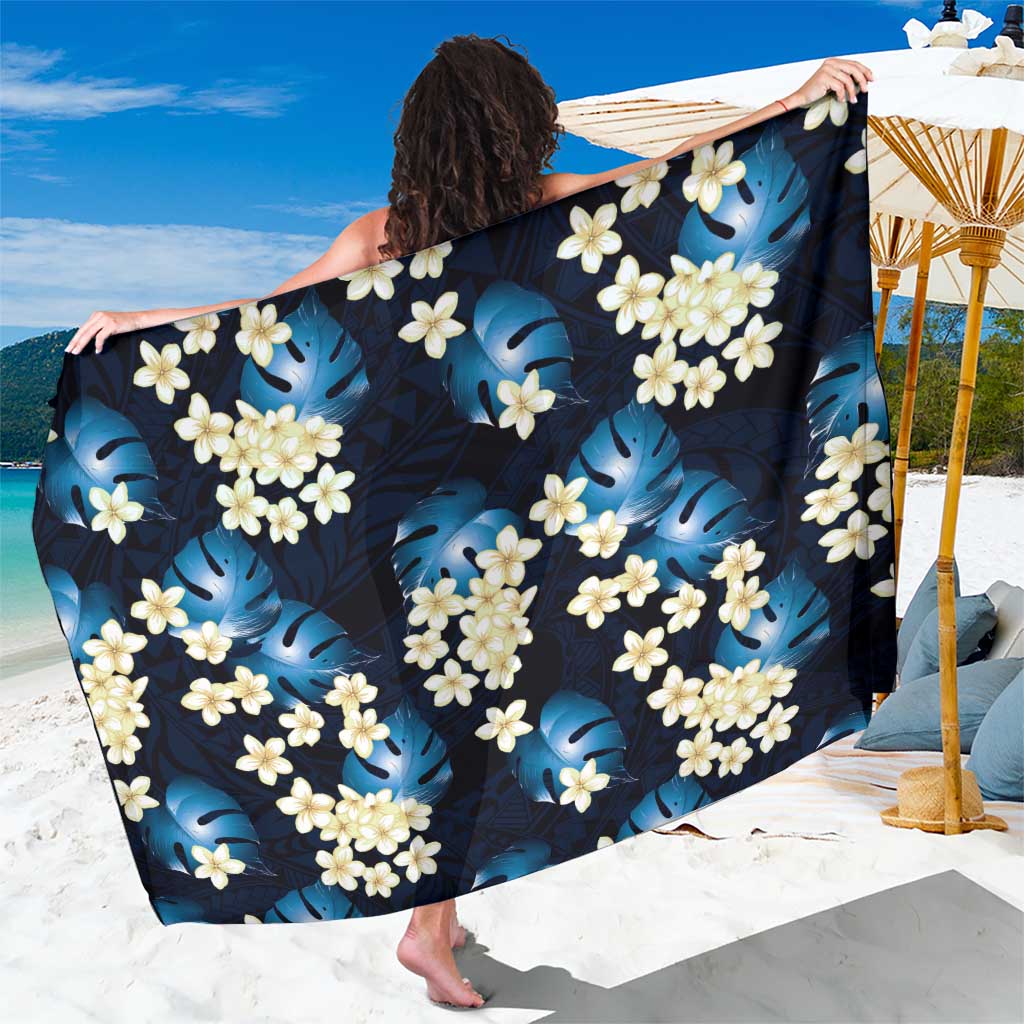Blue Tropical Hawaii Sarong Seamless Monstera Plumeria Hawaiian Pattern LT14 One Size 44 x 66 inches Blue - Polynesian Pride