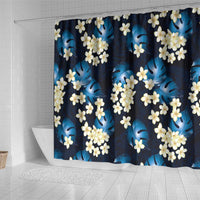 Blue Tropical Hawaii Shower Curtain Seamless Monstera Plumeria Hawaiian Pattern LT14 - Polynesian Pride