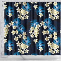 Blue Tropical Hawaii Shower Curtain Seamless Monstera Plumeria Hawaiian Pattern LT14 - Polynesian Pride