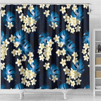Blue Tropical Hawaii Shower Curtain Seamless Monstera Plumeria Hawaiian Pattern LT14 - Polynesian Pride