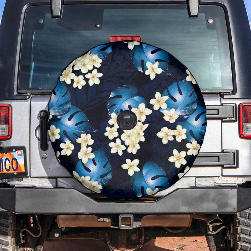 Blue Tropical Hawaii Spare Tire Cover Seamless Monstera Plumeria Hawaiian Pattern LT14 Blue - Polynesian Pride