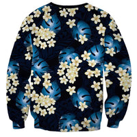 Blue Tropical Hawaii Sweatshirt Seamless Monstera Plumeria Hawaiian Pattern LT14 - Polynesian Pride