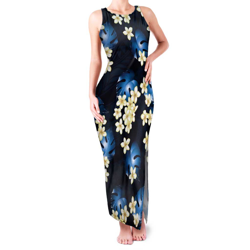 Blue Tropical Hawaii Tank Maxi Dress Seamless Monstera Plumeria Hawaiian Pattern LT14 Women Blue - Polynesian Pride