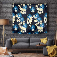 Blue Tropical Hawaii Tapestry Seamless Monstera Plumeria Hawaiian Pattern LT14 Blue - Polynesian Pride
