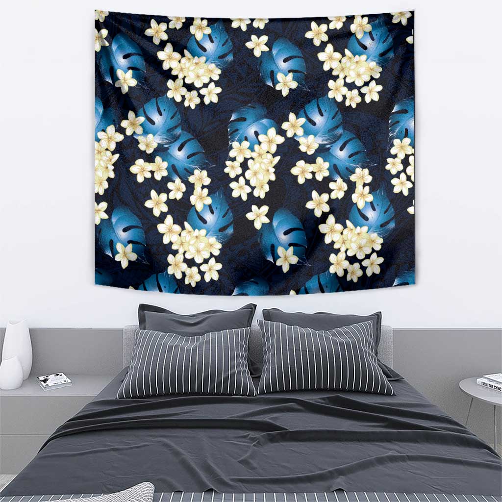 Blue Tropical Hawaii Tapestry Seamless Monstera Plumeria Hawaiian Pattern LT14 - Polynesian Pride