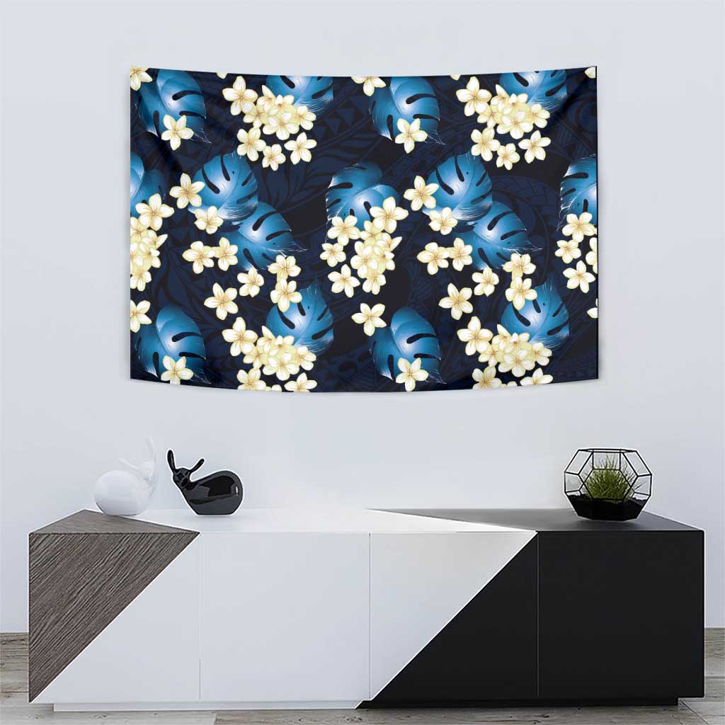 Blue Tropical Hawaii Tapestry Seamless Monstera Plumeria Hawaiian Pattern LT14 - Polynesian Pride