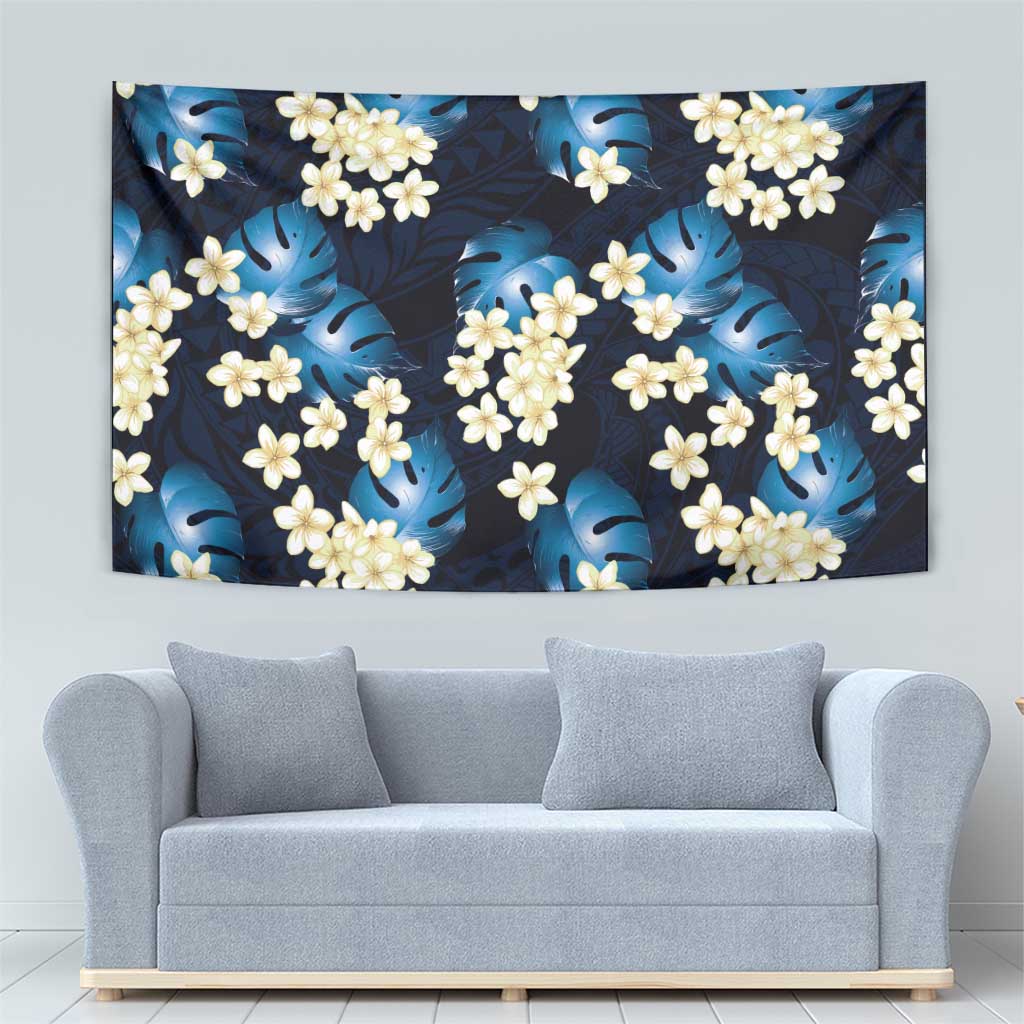 Blue Tropical Hawaii Tapestry Seamless Monstera Plumeria Hawaiian Pattern LT14 - Polynesian Pride
