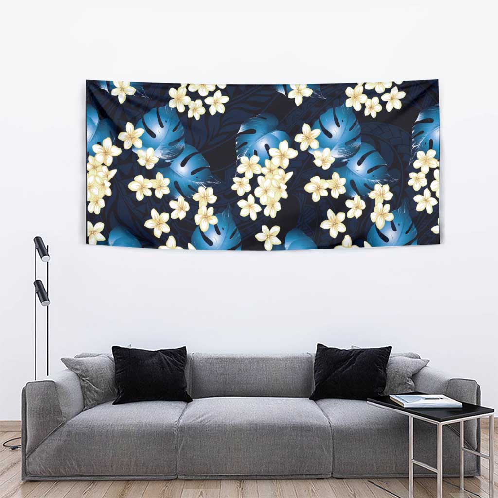 Blue Tropical Hawaii Tapestry Seamless Monstera Plumeria Hawaiian Pattern LT14 - Polynesian Pride