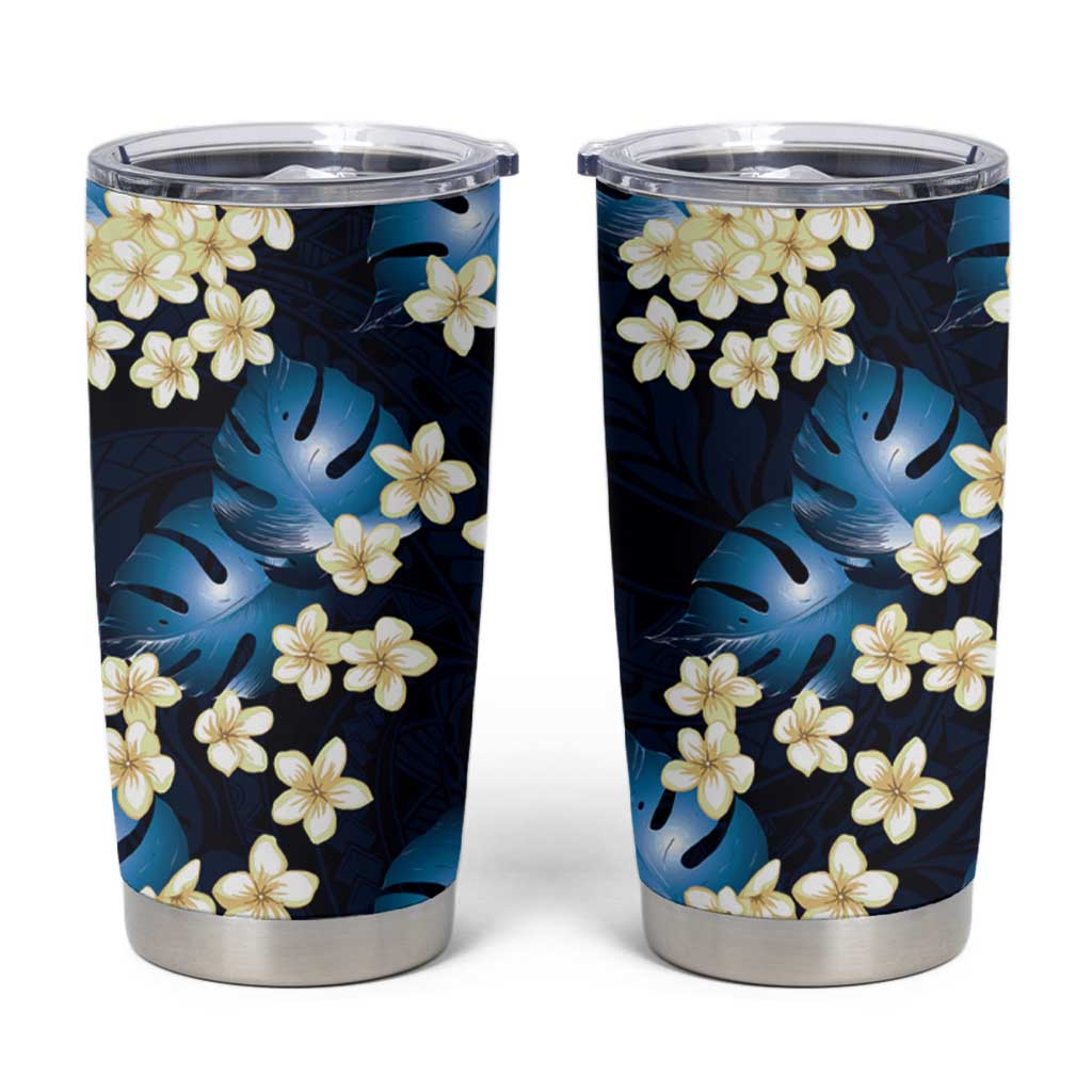 Blue Tropical Hawaii Tumbler Cup Seamless Monstera Plumeria Hawaiian Pattern LT14 Blue - Polynesian Pride