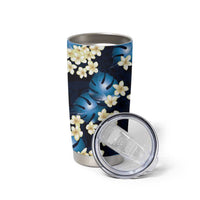 Blue Tropical Hawaii Tumbler Cup Seamless Monstera Plumeria Hawaiian Pattern LT14 - Polynesian Pride