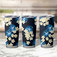 Blue Tropical Hawaii Tumbler Cup Seamless Monstera Plumeria Hawaiian Pattern LT14 - Polynesian Pride