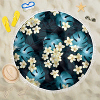 Dark Cyan Tropical Hawaii Beach Blanket Seamless Monstera Plumeria Hawaiian Pattern LT14 One Size 150cm Dark Cyan - Polynesian Pride