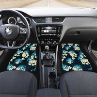 Dark Cyan Tropical Hawaii Car Mats Seamless Monstera Plumeria Hawaiian Pattern LT14 Set 2pcs - Front Dark Cyan - Polynesian Pride