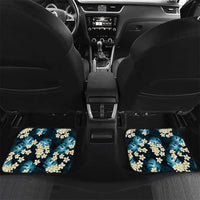 Dark Cyan Tropical Hawaii Car Mats Seamless Monstera Plumeria Hawaiian Pattern LT14 Set 2pcs - Back Dark Cyan - Polynesian Pride