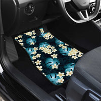 Dark Cyan Tropical Hawaii Car Mats Seamless Monstera Plumeria Hawaiian Pattern LT14 - Polynesian Pride