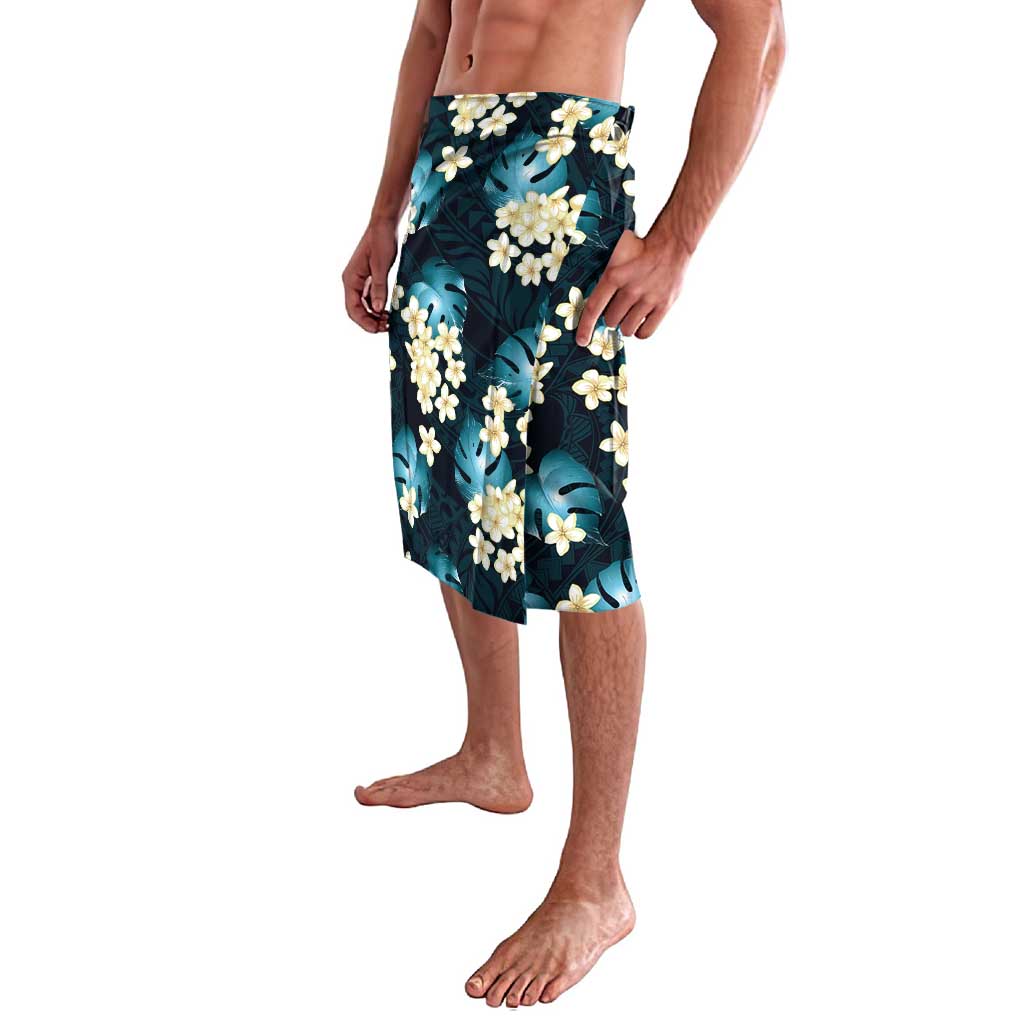 Dark Cyan Tropical Hawaii Lavalava Seamless Monstera Plumeria Hawaiian Pattern LT14 - Polynesian Pride