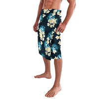 Dark Cyan Tropical Hawaii Lavalava Seamless Monstera Plumeria Hawaiian Pattern LT14 - Polynesian Pride