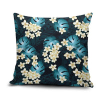 Dark Cyan Tropical Hawaii Pillow Cover Seamless Monstera Plumeria Hawaiian Pattern LT14 Dark Cyan - Polynesian Pride